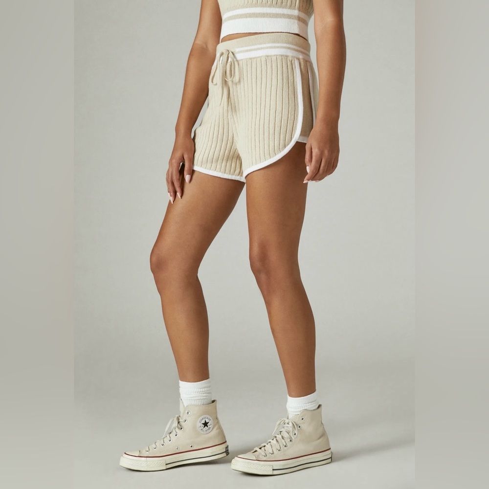 NWT Lucky Brand Knit Rib Dolphin Short in Oyster Grey Combo - Picture 5 of 7